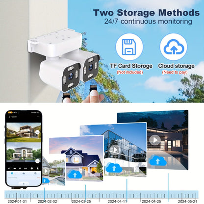 Dual Lens PTZ Security Camera Outdoor WiFi – 360° Pan Tilt Zoom 5MP, 10x Electric Zoom, Motion Detection, Two-Way Audio, Siren Alarm, Color Night Vision, App Control, Home Surveillance Camera