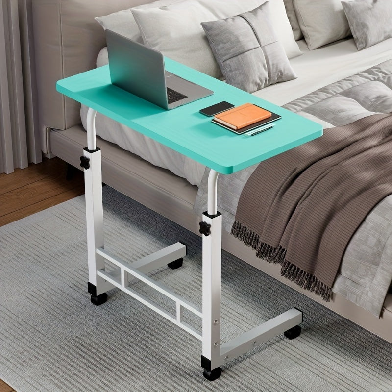 3-Tier Rolling Folding Desk with Wheels Height Adjustable Expandable Desktop Storage Shelf for Laptop Study Home Office Bedroom Living Room Computer Table