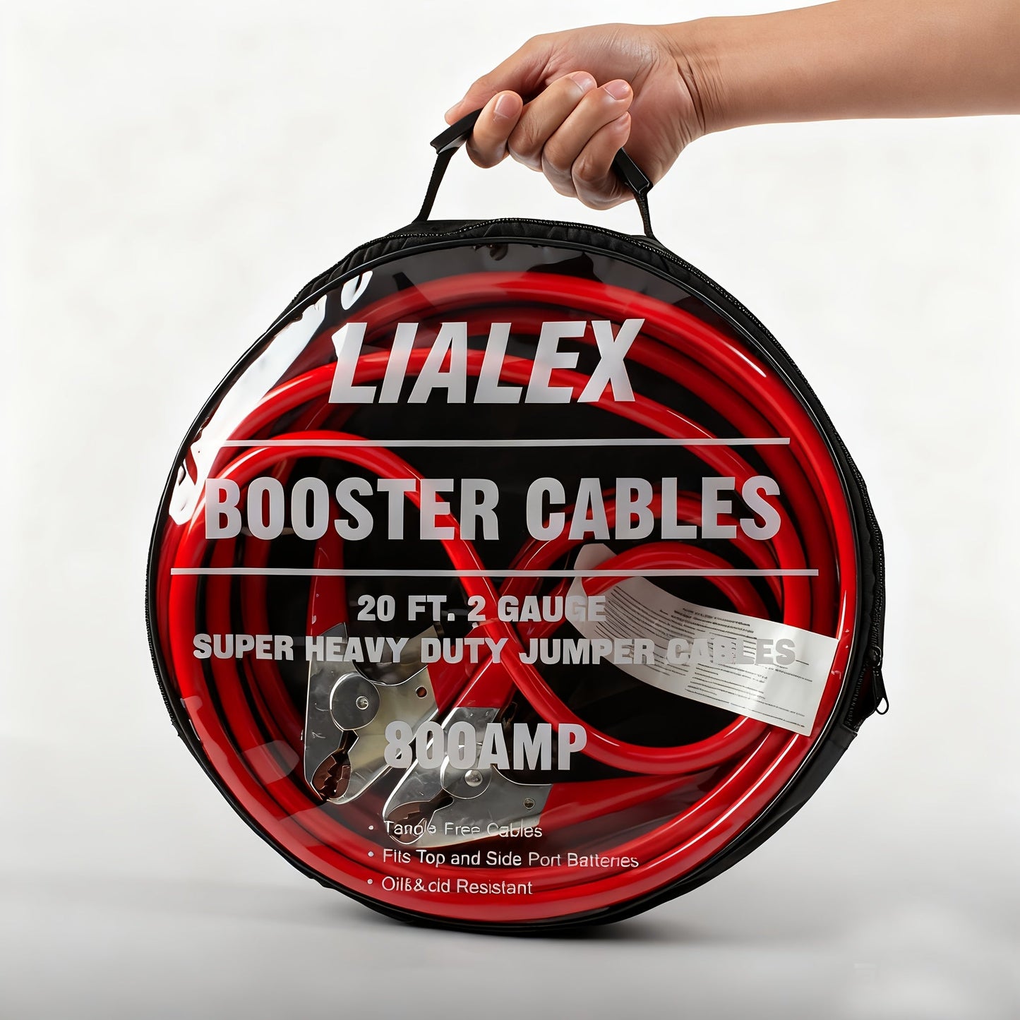 Heavy Duty Jumper Cables 2 Gauge 800A, Booster Jump Start Cables for Car SUV Truck, Professional Copper Clamps, Carrying Bag Included – Available in 10ft & 20ft – LIALEX