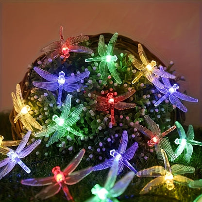 Solar Dragonfly String Lights Outdoor Waterproof – 236 Inch 30 LED 8 Modes Solar Powered Fairy Lights for Garden, Patio, Balcony, Yard & Christmas Decoration, Warm White & Color Options