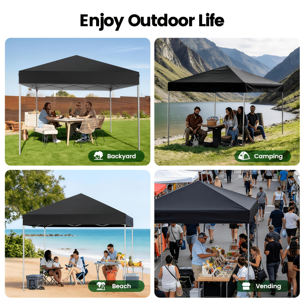 10x10 Pop Up Canopy Tent UPF 50+ Heavy Duty Steel Frame 3 Height Settings Waterproof Instant Canopy with Carry Bag for Backyard Patio Beach Camping Party Market Space Gray Black Blue Red Dark Gray Forest Green