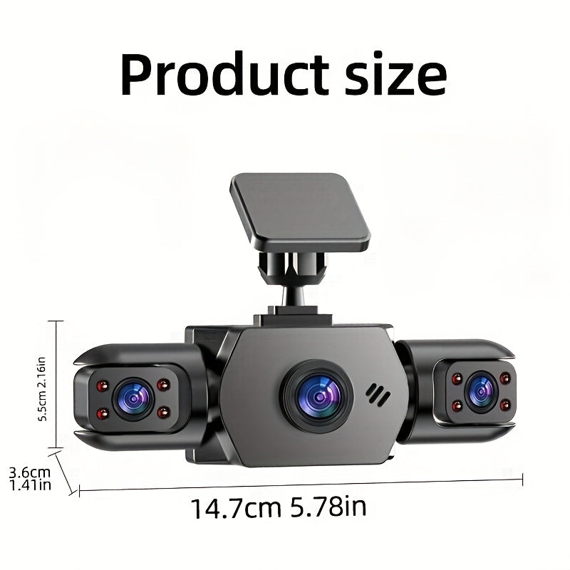 PODOFO 4-Channel Dash Cam 1080P Front Rear Left Right - 3.16" IPS Screen, Night Vision, Loop Recording, 24-Hour Parking Monitor with G-Sensor & Motion Detection, Optional 64GB Card, Vehicle Security Camera