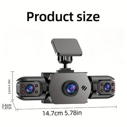 PODOFO 4-Channel Dash Cam 1080P Front Rear Left Right - 3.16" IPS Screen, Night Vision, Loop Recording, 24-Hour Parking Monitor with G-Sensor & Motion Detection, Optional 64GB Card, Vehicle Security Camera