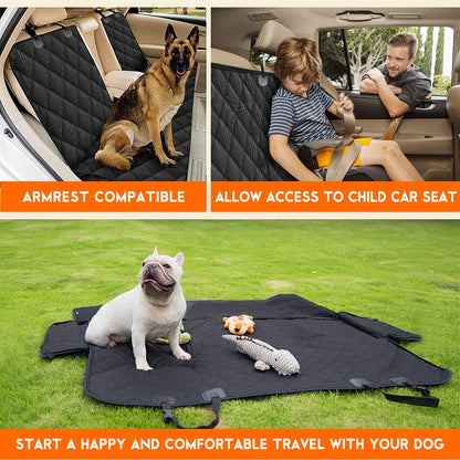 60/40 Split Bench Car Seat Cover for Cars Trucks SUVs – Waterproof Back Seat Protector for Pets & Kids, Easy Clean 100% Polyester, Universal Fit, Black