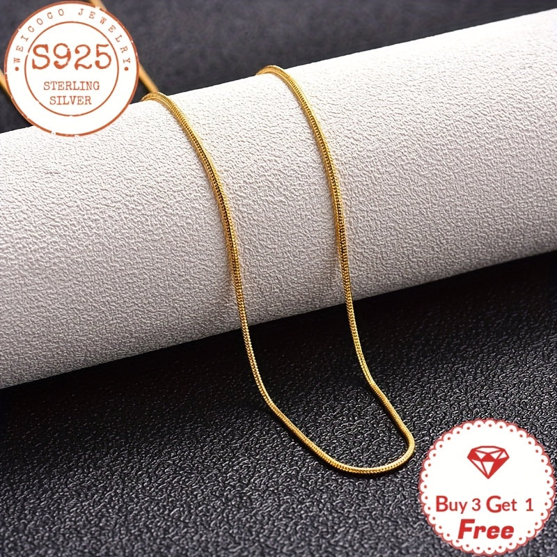 24K Gold Plated 925 Sterling Silver Snake Chain Necklace 1mm – Handmade Layering Necklace with Gift Box for Women & Men, Perfect for Valentine's Day, Mother's Day, Christmas & Birthdays