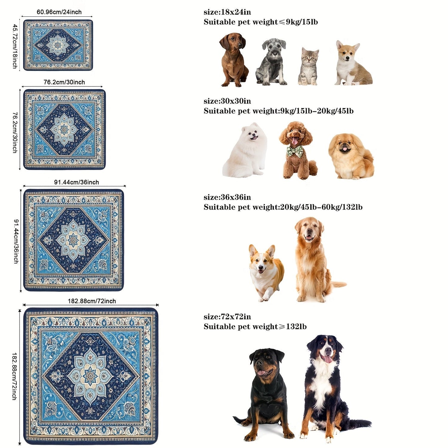 Washable Dog Pee Pads Reusable Puppy Training Pads Super Absorbent Heavy Duty Leakproof Non-Slip Pet Pads for Floor Crate Couch Whelping Multiple Sizes & Patterns Machine Washable