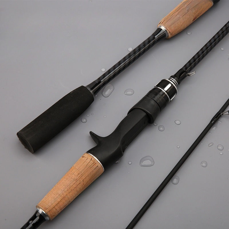Carbon Fiber Lure Fishing Rod 180cm – Lightweight M-Power Two-Section Rod with Wooden Handle, Universal for Freshwater & Saltwater, Ideal for Bass Trout & All-Water Lure Fishing