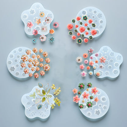 Flower Silicone Resin Molds 6-Piece Set – Jewelry Casting Molds for Earrings, Bracelets, Necklaces & Manicures, Resin Art Craft Tools for DIY Gifts