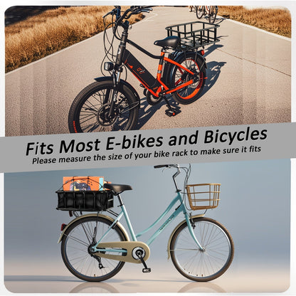 Heavy-Duty Iron Bike Basket – Large, Folding & Basic Removable Rear Bicycle Basket for Most Bikes & E-Bikes, Frame Mount, Black – for Groceries, Pets & Daily Commuting