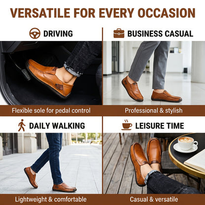 Men's Slip-On Loafers Lightweight Comfortable Casual Shoes for Driving Shopping Everyday Wear Flexible All-Season Footwear Black Light Brown Dark Brown Sizes US 3.5-12.5