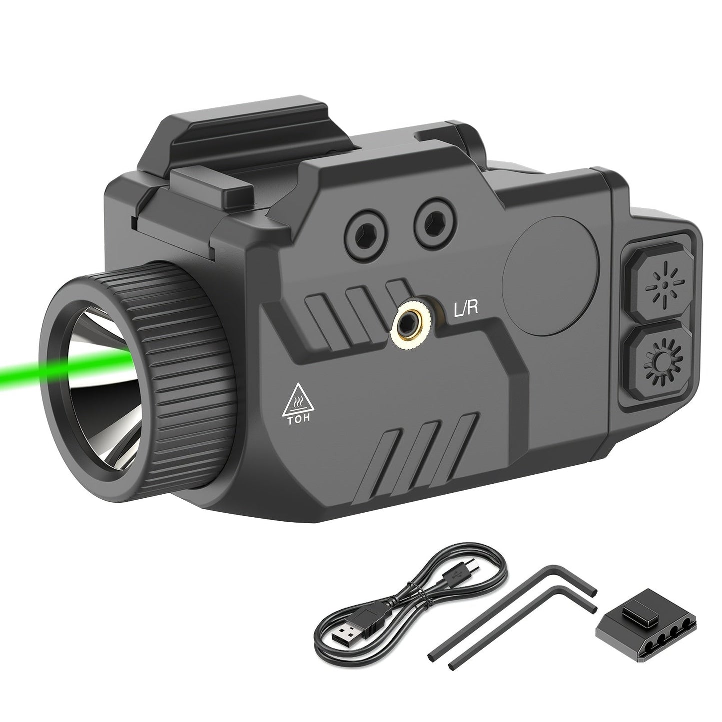 750 Lumens Tactical Flashlight with Red Green Blue Laser Sight Combo for Picatinny Rail Handgun Rechargeable Pistol Light Strobe Function Weapon Light for Shooting Range Home Defense