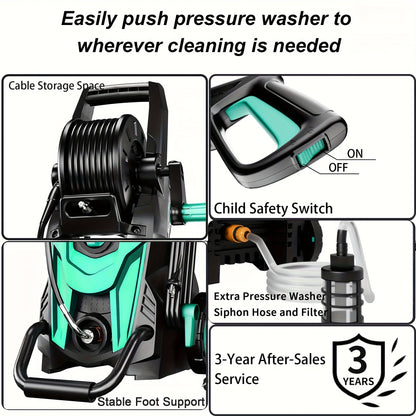 4500 PSI Electric Pressure Washer 3.2 GPM – with Foam Cannon, 4 Quick-Connect Nozzles, Inlet Hose & Filter for Car, Fence, Driveway & Home Cleaning