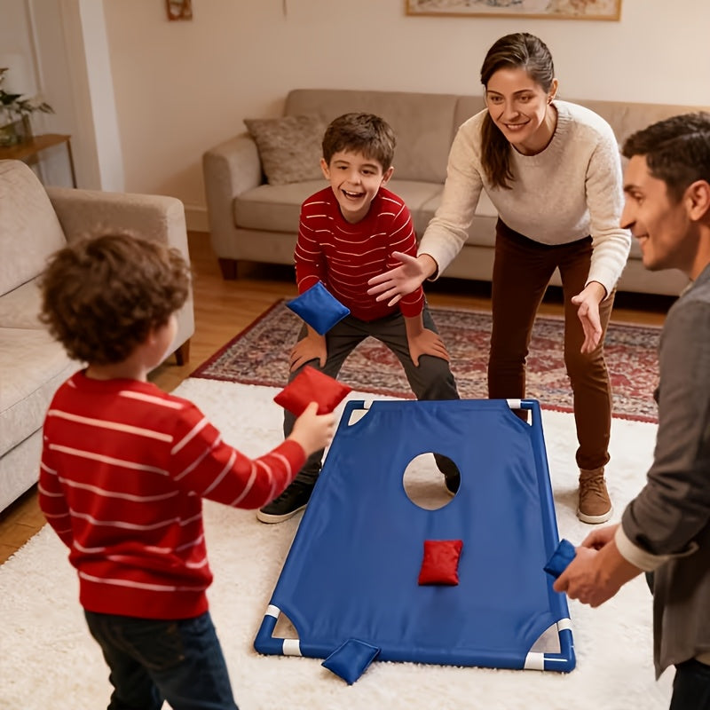 Portable Cornhole Game Set with 6 Bean Bags Red & Blue Gift Box, Backyard Toss Game for Family Outdoor Activities Travel Parties Gatherings, Easy Setup Throwing Game for Ages 5 and Up
