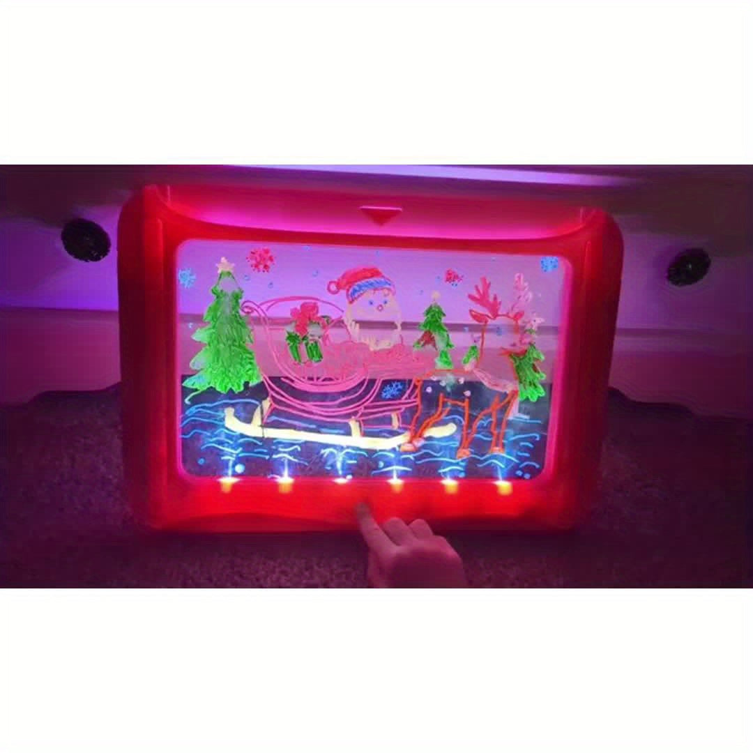 LED Light-Up Drawing Doodle Board for Kids Ages 3-8 – Glow Writing Art Set with 9 Double-Sided Cards & 6 Markers, Educational Learning Travel Toy, Birthday & Christmas Gift for Girls Boys
