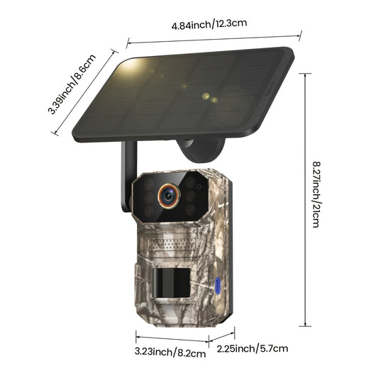 4G LTE Solar Trail Camera 1920P HD – Cellular Wildlife Camera with PIR Motion Sensor, Infrared Night Vision, Two-Way Voice, Remote Access, No WiFi Required, IP65 Waterproof, Solar Powered