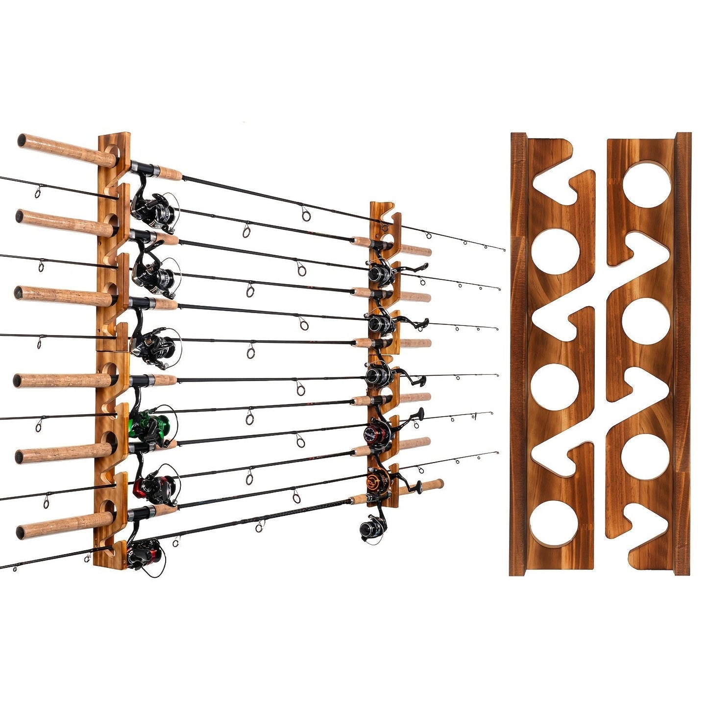 Fishing Rod Holder Wall & Ceiling Mount Rack – Space-Saving Garage Storage Organizer for 6, 12, 16 or 24 Fishing Poles, Fishing Gear Equipment Organizer Gift for Men & Women