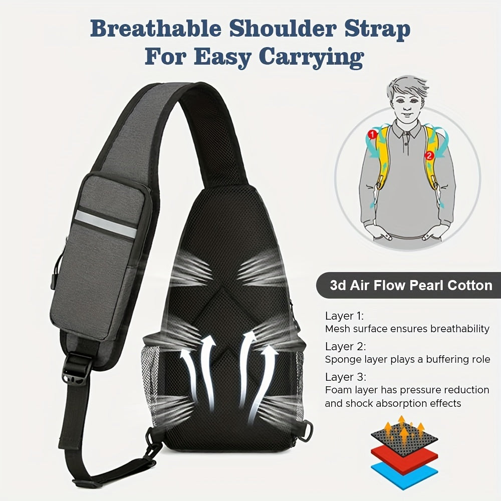 Large Capacity Crossbody Shoulder Bag for Men & Women – Multi-Purpose Embroidered Sports Style Travel Bag with Secure Zipper, Hands-Free Daily Commute & Outdoor Use, Multiple Colors