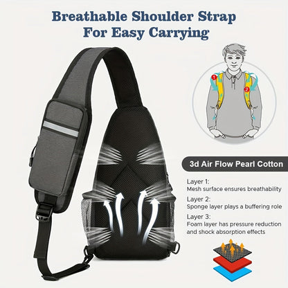 Large Capacity Crossbody Shoulder Bag for Men & Women – Multi-Purpose Embroidered Sports Style Travel Bag with Secure Zipper, Hands-Free Daily Commute & Outdoor Use, Multiple Colors