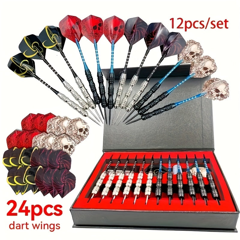 Steel Tip Darts Gift Set with Skull Wings – Deluxe Gift Box, Iron Tip & Aluminum Alloy Shaft, Multiple Sizes – for Indoor Club Entertainment, Sports Competitions & Casual Dart Games