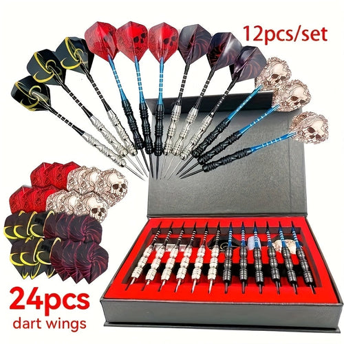 Steel Tip Darts Gift Set with Skull Wings – Deluxe Gift Box, Iron Tip & Aluminum Alloy Shaft, Multiple Sizes – for Indoor Club Entertainment, Sports Competitions & Casual Dart Games