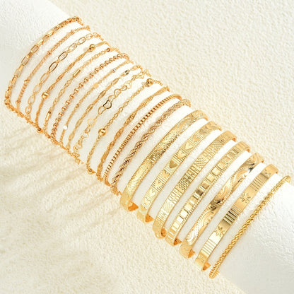Women's KC Gold Plated Bracelet Set 7 or 20pcs Random Assorted Stackable Elegant Charm Bracelets for Daily Wear & Gifting