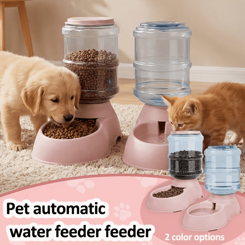 Automatic Gravity Dog Feeder and Water Dispenser 1 Gallon 3.8L - No Batteries Required, Durable PP Material, Suitable for Cats and Dogs Small Medium Pets, Hands-Free Gravity Feeding Station, Perfect Gift
