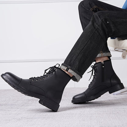 Men's Motorcycle Chukka Boots – Zipper & Lace-Up Genuine Leather Casual Fashion Boots with Non-Slip Sole, Cap Toe, Breathable Cushioned Insole, Black & Brown | Velora