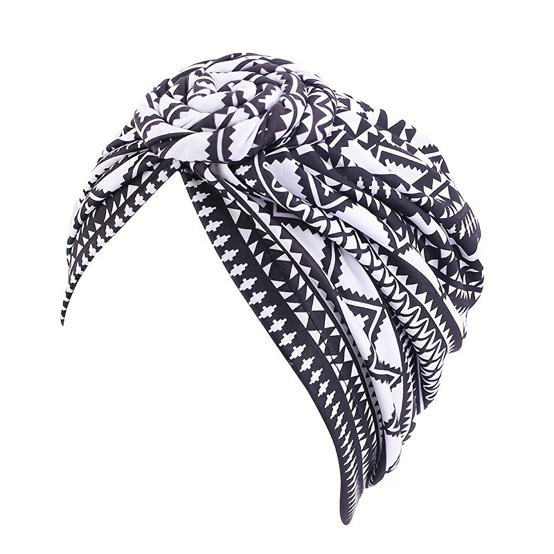 African Turban Headwraps for Women 5 Pack – Pre-Knotted Bohemian Beanie Hair Covers with Multicolor Knots for Daily Wear, Parties, Weddings & Special Occasions
