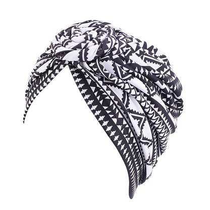African Turban Headwraps for Women 5 Pack – Pre-Knotted Bohemian Beanie Hair Covers with Multicolor Knots for Daily Wear, Parties, Weddings & Special Occasions