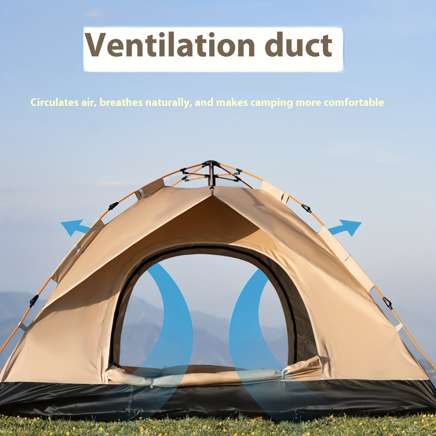 Automatic Instant Setup Camping Tent 1-4 Person All-Season Windproof Lightweight Tent with Dual Doors & Mesh Windows for Camping Hiking Travel – Durable Portable Outdoor Shelter
