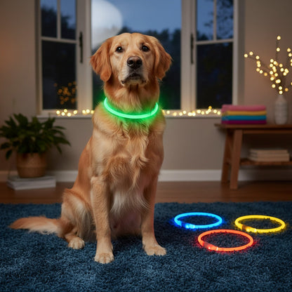 USB Rechargeable LED Dog Collar – Light Up 360° Glow Safety Collar with 3 Modes, Adjustable TPU Cuttable Collar for Small Medium Large Dogs, Night Walking Running & Hunting