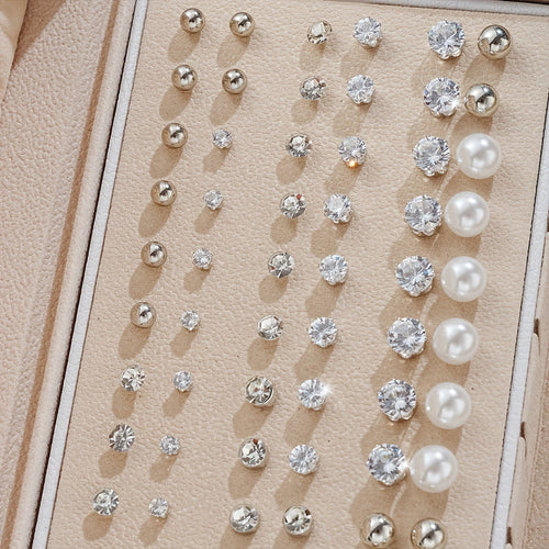 102-Piece Women's Earring Set – Geometric Rhinestone & Twisted Love Loop Styles, Hypoallergenic Stainless Steel Posts, Light Luxury Gift for Daily Wear, Parties & Vacation