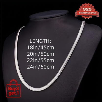 925 Sterling Silver Flat Snake Chain Necklace & Bracelet – 2D Sleek Stackable Design, Multiple Lengths, Gift Box Included, Perfect for Valentine's Day, Holidays & Everyday Layering