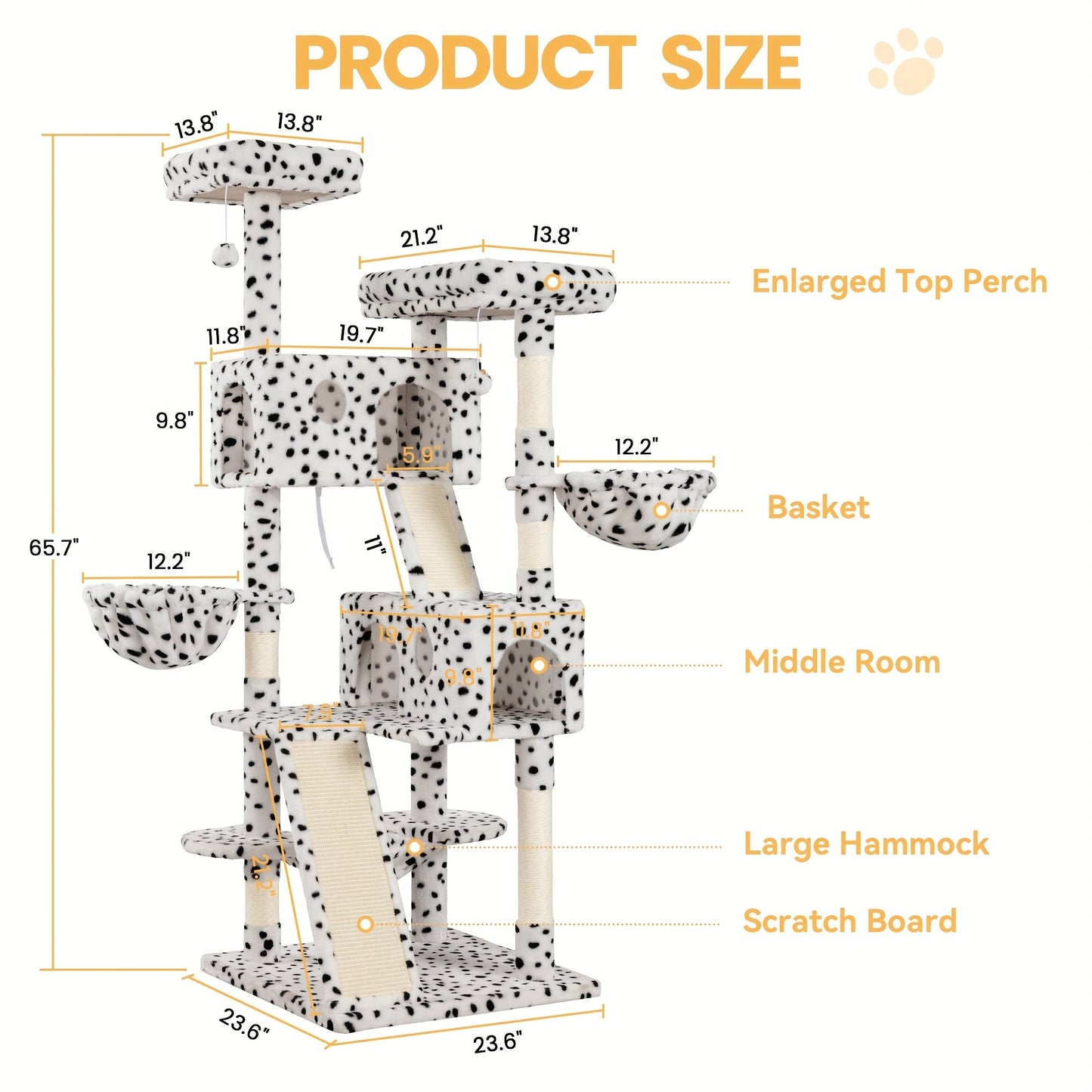 WEEWAY Corner Cat Tree Tower for Indoor Cats 36–81 Inch – Multi-Level Cat Furniture with Sisal Scratching Posts, Condo Cave, Hammock, Ramps, Plush Perches, Basket & Pompom Toys, Perfect Cat Gift