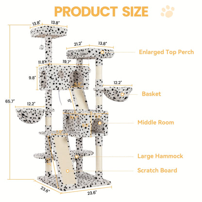 WEEWAY Corner Cat Tree Tower for Indoor Cats 36–81 Inch – Multi-Level Cat Furniture with Sisal Scratching Posts, Condo Cave, Hammock, Ramps, Plush Perches, Basket & Pompom Toys, Perfect Cat Gift