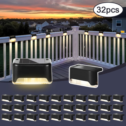 Solar Deck Lights Outdoor Waterproof LED Step Stair Fence Lights 8 16 32 Pack Auto Dusk to Dawn 800mAh Warm White Solar Powered Pathway Patio Garden Driveway Yard Wall Lighting