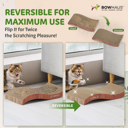 CAPHAUS Reversible Cat Scratcher Lounger – Large 5-Layer High-Density Cardboard Scratching Pad & Board, 16.9 x 8.5 Inch, Protects Furniture, Fits Multi-Cat Households & Large Paw Breeds
