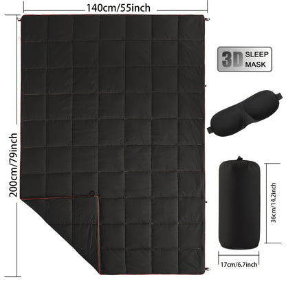 Outdoor Puffy Camping Blanket 55x79 Inch Lightweight Down Alternative Ultra Warm Hammock Top Quilt – Printed Camping Blanket for Traveling, Picnic, Beach Party & Cold Weather | 140x200cm