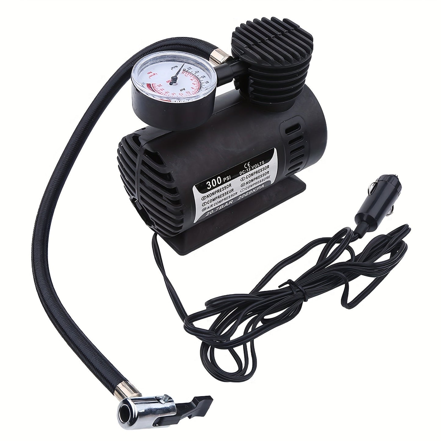 12V 300 PSI Compact Air Compressor Pump – Portable Car Tire Inflator for Cars, Bikes, Motorcycles & Balls, Plugs into Car Cigarette Lighter, No Battery Needed | Velora
