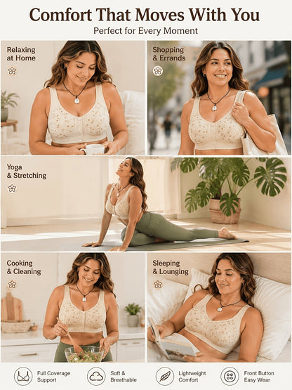 7 Pack Seamless Wireless Bra Set for Women – Soft Front Button Bralettes, No Underwire, Comfortable & Breathable for Daily Wear, Yoga, Travel & Festivals, Sizes S-XXL