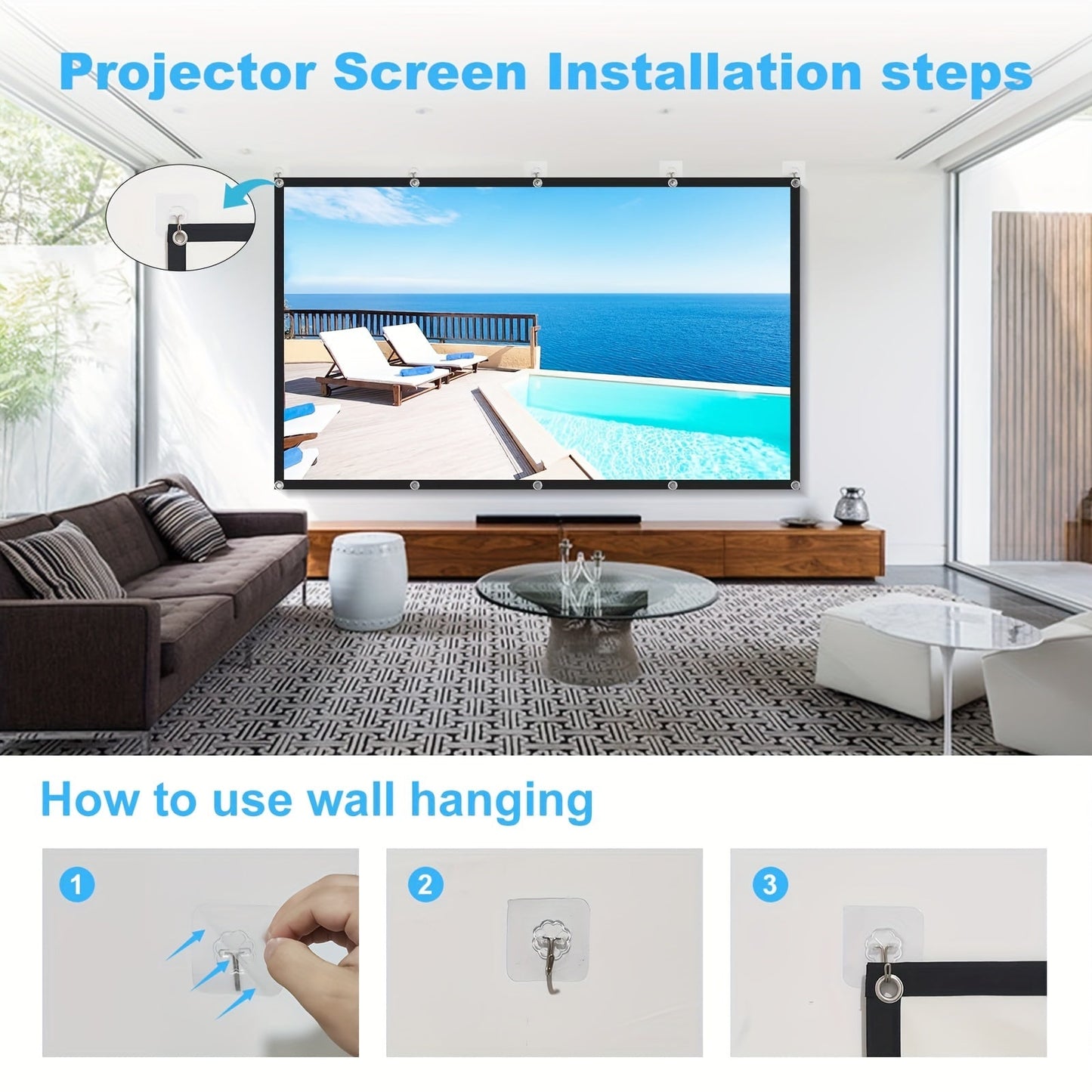 100-Inch Portable Projector Screen 4K HD 16:9 – Foldable Wrinkle-Free Outdoor & Indoor Movie Screen, 160° Wide View Dual-Sided Projection for Home Theater, Camping, Party & Presentations