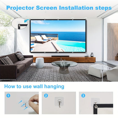 100-Inch Portable Projector Screen 4K HD 16:9 – Foldable Wrinkle-Free Outdoor & Indoor Movie Screen, 160° Wide View Dual-Sided Projection for Home Theater, Camping, Party & Presentations