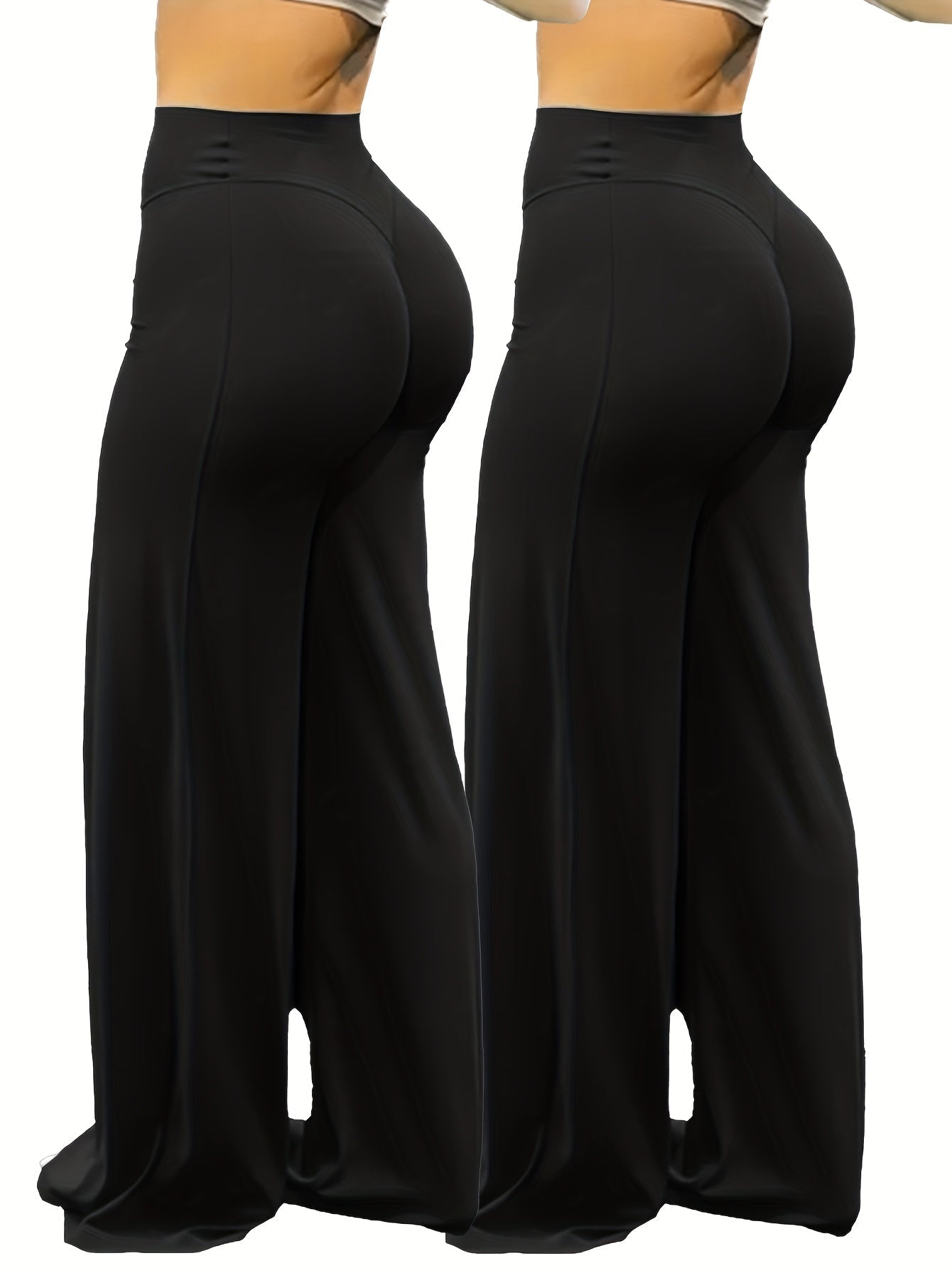 Wide Leg Yoga Pants High Waist High Elastic Full Coverage - Plus Size Flare Leggings for Gym Fitness Training Casual Wear All Season S-XL