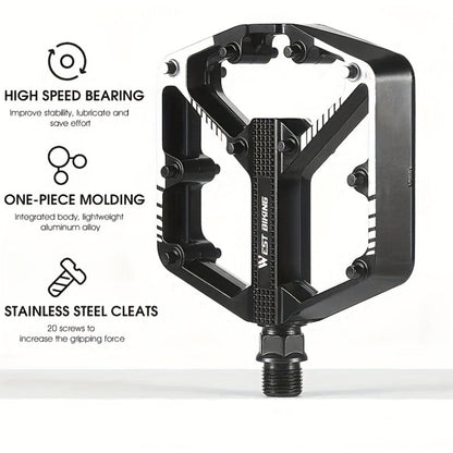 Aluminum Alloy Bike Pedals 3 Bearings Non-Slip Lightweight Bicycle Pedals with Hexagonal Sleeve for Mountain Bikes & Road Bikes – Easy Install, Durable Multi-Color Cycling Accessories, 1 Pair