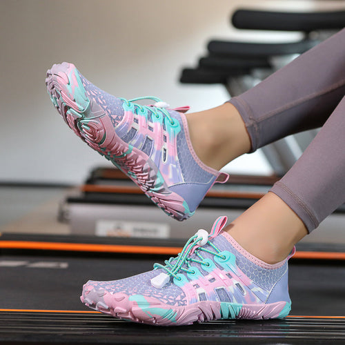 Barefoot Water Shoes for Women & Men – Ultra-Flexible Non-Slip Quick-Dry Beach Swim Shoes for Hiking, Fishing, Swimming, Fitness & Amphibious Sports, Fluorescent Green, Purple & Pink, US 5-11.5