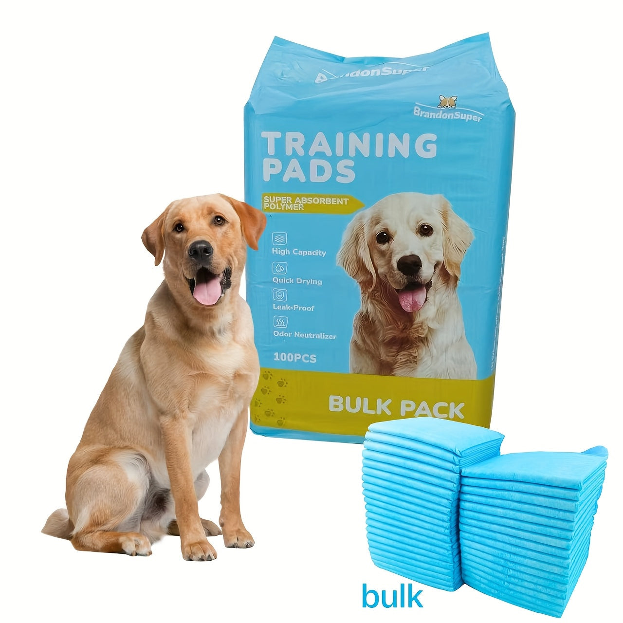 XXXL Disposable Dog Pee Pads 6-Layer Super Absorbent - Waterproof Odor-Resistant Training Pads for Small Large and Elderly Dogs, Bulk 80 & 100 Count, Leak-Proof Puppy Potty Pads