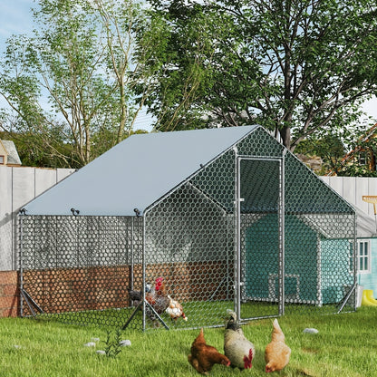 Large Walk-In Metal Chicken Coop Outdoor Hen House with Anti-UV Cover Aluminum Poultry Cage for Backyard Garden – Multiple Roof Styles