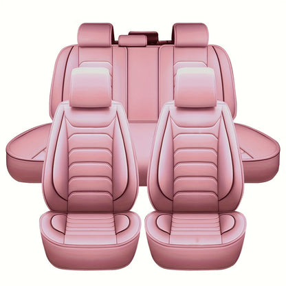 Faux Leather Car Seat Covers 5-Seat Full Set – Waterproof 360° All-Weather Protection, Soft Foam Padding, Non-Slip Grip, Universal Fit for Cars Trucks Sedans SUVs, 6 Colors Available