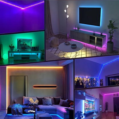 LED Strip Lights 100ft RGB Color Changing – Smart Remote Control, Stepless Dimming, Flashing & DIY Modes, Indoor TV Backlight, Bedroom, Living Room, Stairs, Party & Holiday Decor