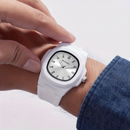 Men's Casual Silicone Band Quartz Watch Zinc Alloy Case Oval Dial Analog Pointer Display - Lightweight Everyday Fashion Watch Gift for Men Boyfriend Dad